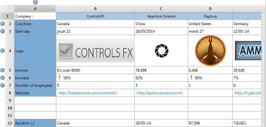 SpreadsheetViewExample2